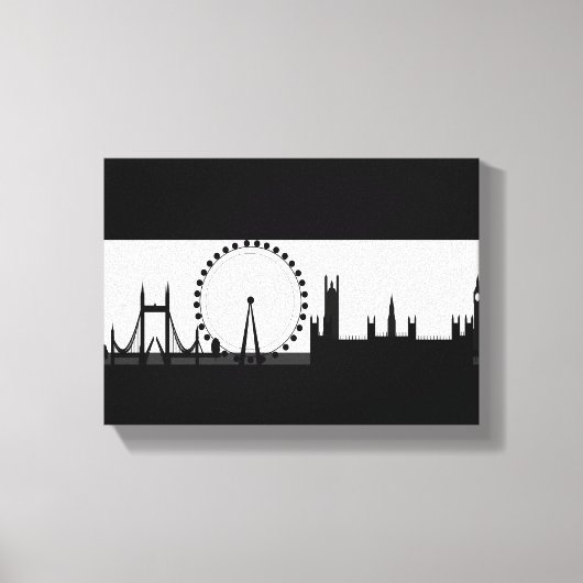 London Eye City Skyline Black & White Canvas Print (Voorkant)