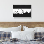 London Eye City Skyline Black & White Canvas Print (Insitu (Slaapkamer))
