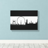 London Eye City Skyline Black & White Canvas Print (Insitu (Houten vloer))