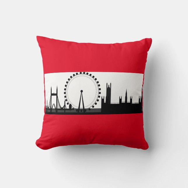 London Eye City Skyline Engeland Rood Sierkussen (Voorkant)