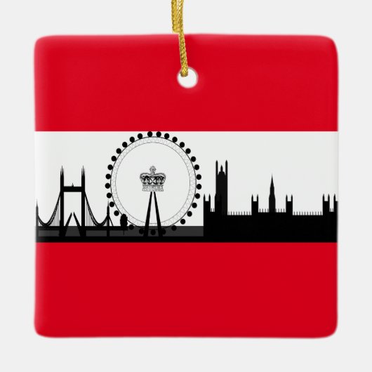 London Eye City Skyline England kerstversient Keramisch Ornament (Voorkant)