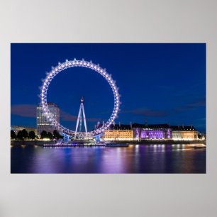 London Eye en City Hall 's Nachts Poster