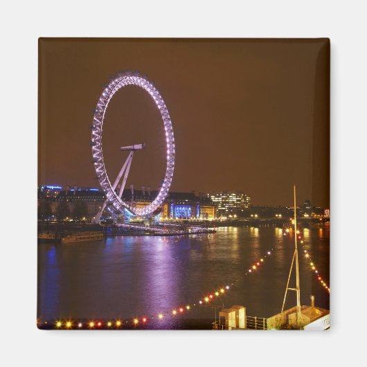 London Eye, River Thames en lichten vanaf Magneet (Voorkant)