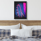 London Eye 's nachts Stretched Canvas Print (Insitu (Slaapkamer))
