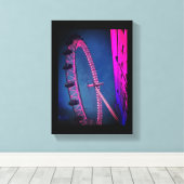 London Eye 's nachts Stretched Canvas Print (Insitu (Houten vloer))