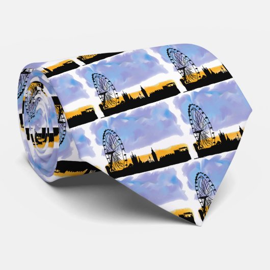 London Eye Silhouette Kunst, cadeaus die je kan aa Stropdas (Opgerold)