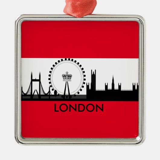 London Eye Skyline, Engeland Kerstornament Metalen Ornament (Voorkant)