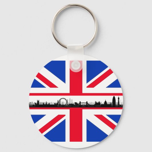 London Eye Skyline Union Jack Flag Sleutelhanger (Voorkant)