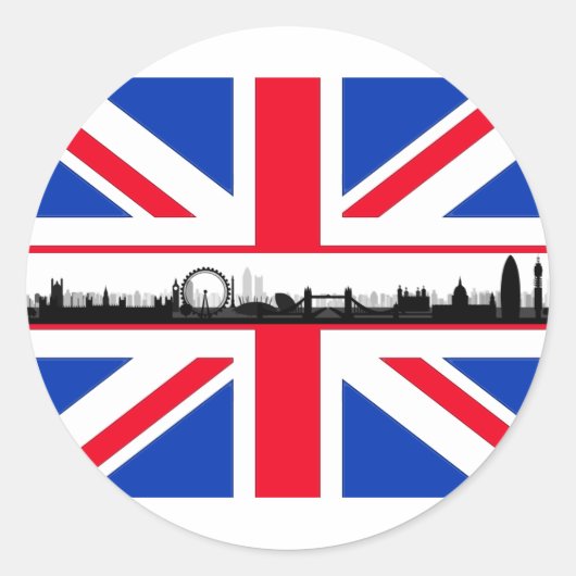 London Eye Skyline Union Jack Flag Sticker (Voorkant)