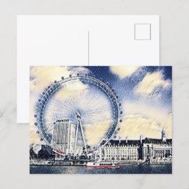 London Eye Waterverf art Briefkaart
