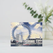 London Eye Waterverf art Briefkaart (Staand voorkant)