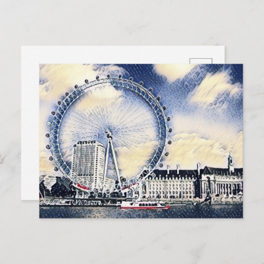 London Eye Waterverf art Briefkaart (Voorkant / Achterkant)