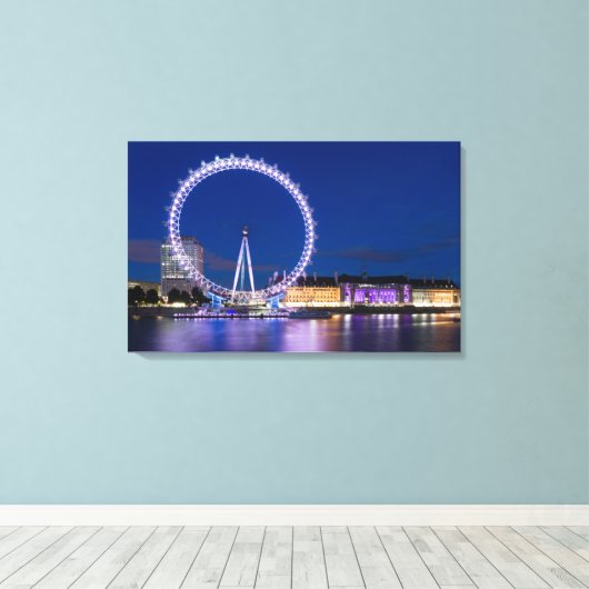 London Eye Wheel bij nacht met lichtcanvas Art Canvas Afdruk (Insitu (Houten vloer))