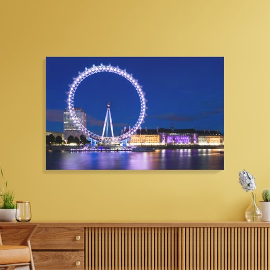 London Eye Wheel bij nacht met lichtcanvas Art Canvas Afdruk (Insitu (Woonkamer))
