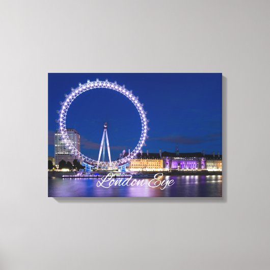 London Eye Wheel bij nacht met lichtcanvas Art Canvas Afdruk (Voorkant)