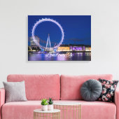 London Eye Wheel bij nacht met lichtcanvas Art Canvas Afdruk (Insitu (Woonkamer))
