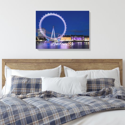 London Eye Wheel bij nacht met lichtcanvas Art Canvas Afdruk (Insitu (Slaapkamer))