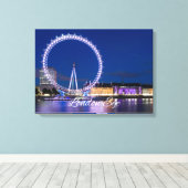 London Eye Wheel bij nacht met lichtcanvas Art Canvas Afdruk (Insitu (Houten vloer))
