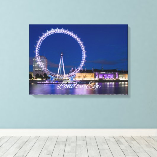 London Eye Wheel bij nacht met lichtcanvas Art Canvas Afdruk (Insitu (Houten vloer))