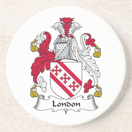 London Family Crest Zandsteen Onderzetter (Voorkant)