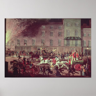 London Fire Engines, gegraveerd door R.G. Reeve Poster