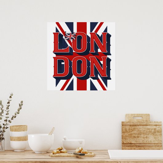 London Flag Square Poster (24x24) (Keuken)