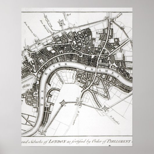 London Fortifications in 1642 en 1643, 1738 Poster (Voorkant)