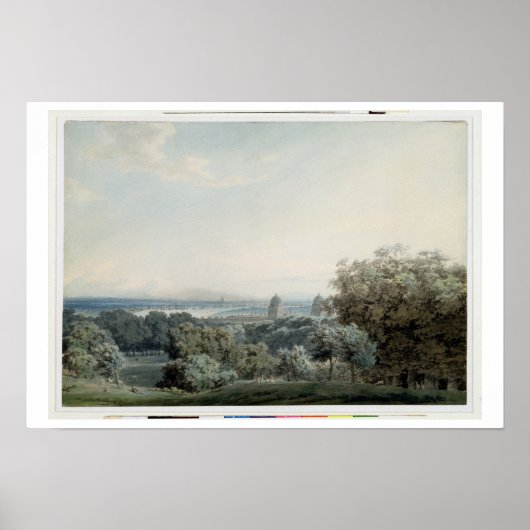 London from Greenwich Hill, c.1791 (w/c, zwarte in Poster (Voorkant)