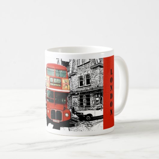 London Gift Mok met Red Bus (Voorkant rechts)