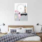 London Girl met Dog in City Canvas Afdruk (Insitu (Slaapkamer))