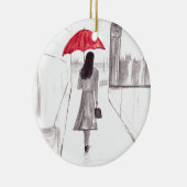 London girl met rode paraplu keramisch ornament (Rechts)