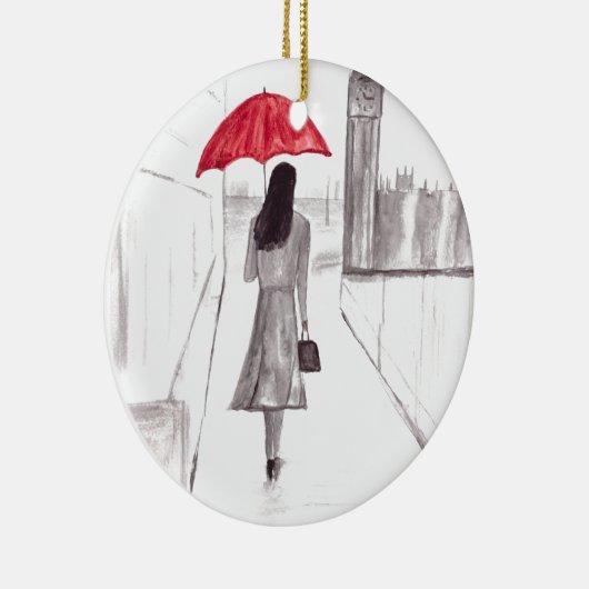 London girl met rode paraplu keramisch ornament (Rechts)