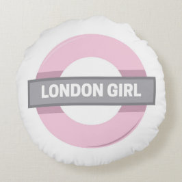 London Girl Underground Tube Sign Rond Kussen
