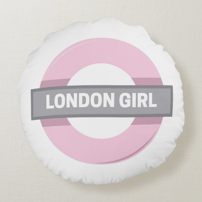 London Girl Underground Tube Sign Rond Kussen (Achterkant)