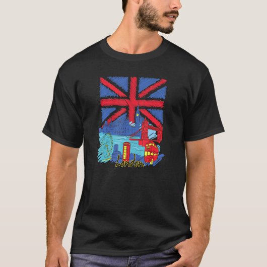 London Great Britain Flag London Double Decker T-shirt (Voorkant)