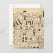 London Hand Drawn op Old Paper Briefkaart (Voorkant / Achterkant)