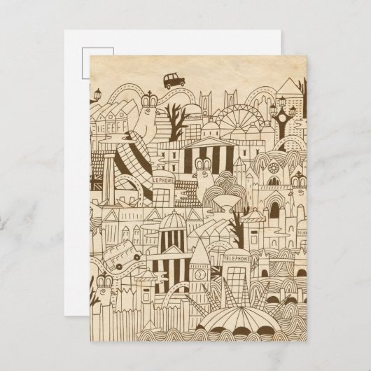 London Hand Drawn op Old Paper Briefkaart (Voorkant / Achterkant)