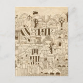 London Hand Drawn op Old Paper Briefkaart (Voorkant)