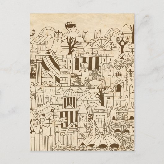 London Hand Drawn op Old Paper Briefkaart (Voorkant)