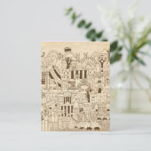 London Hand Drawn op Old Paper Briefkaart (Staand voorkant)