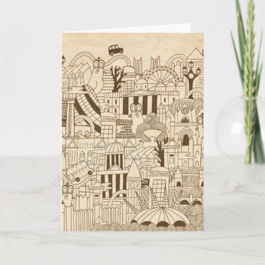 London Hand Drawn op Old Paper Kaart (Voorkant)