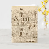 London Hand Drawn op Old Paper Kaart (Gele Bloem)