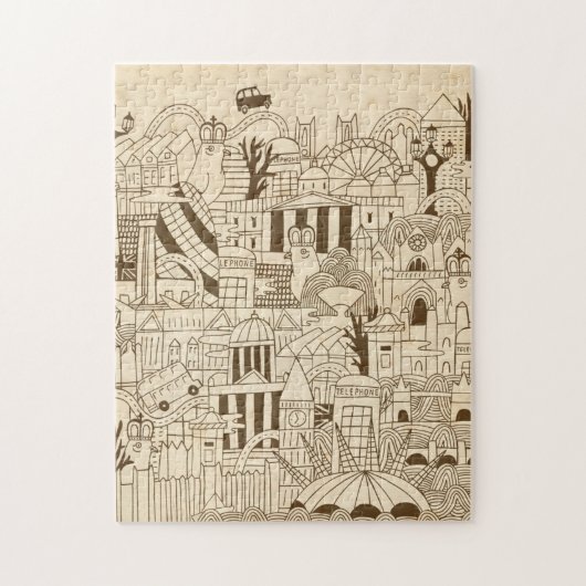 London Hand Drawn op Old Paper Legpuzzel (Verticaal)