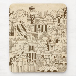 London Hand Drawn op Old Paper Muismat