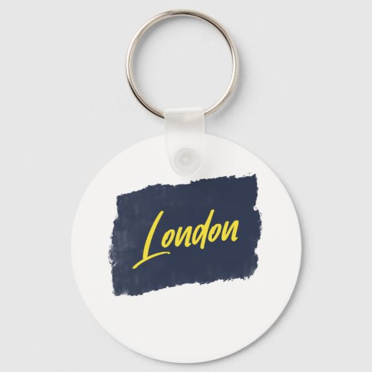 London Handwrite Yellow Typografie Sleutelhanger (Voorkant)