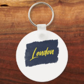 London Handwrite Yellow Typografie Sleutelhanger (Voorkant)