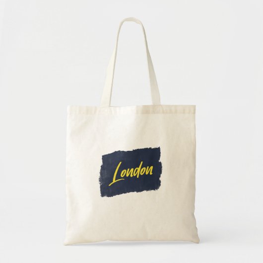 London Handwrite Yellow Typografie Tote Bag (Voorkant)
