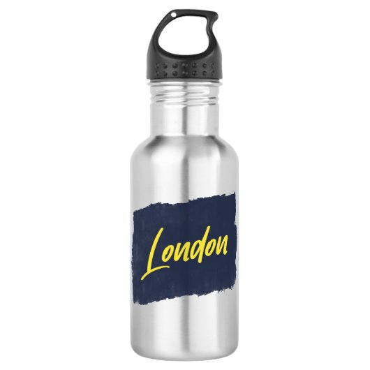 London Handwrite Yellow Typografie Waterfles (Voorkant)