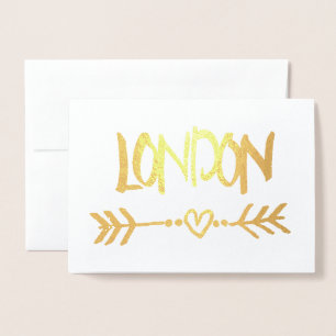 London Heart Arrow Gold Foil Elegant Typografie Folie Kaarten