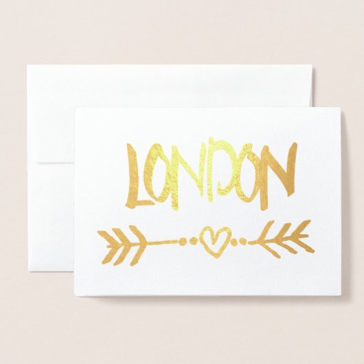 London Heart Arrow Gold Foil Elegant Typografie Folie Kaarten (Voorkant met envelop)